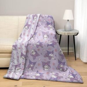 NWT Kuromi Reversible Plush Throw Blanket Lavender Pink Sanrio 50in X 60in